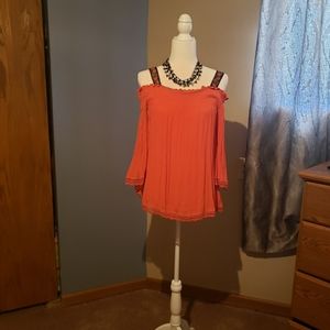 Off shoulder gauze blouse straps adjustable